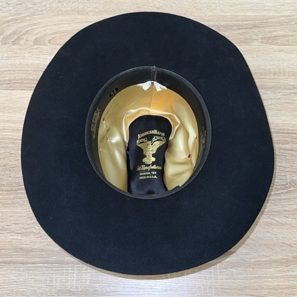 American Hat Company Maxi-Felt Black Western Cowboy Hat Size 7‎ 1/4 - Picture 10 of 11